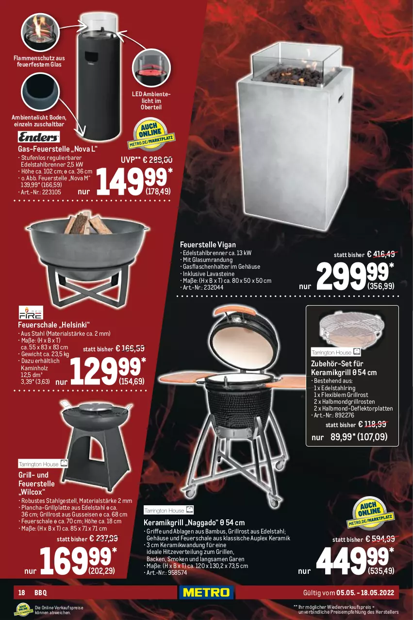 Aktueller Prospekt Metro - BBQ & Grill Spezial - von 05.05 bis 18.05.2022 - strona 18 - produkty: bambus, edelstahl, eis, elle, ente, feuerschale, flasche, gasflaschen, grill, grillplatte, grillrost, Holz, Kamin, Kaminholz, lamm, latte, LG, reis, Ria, ring, Schal, Schale, teller, Ti