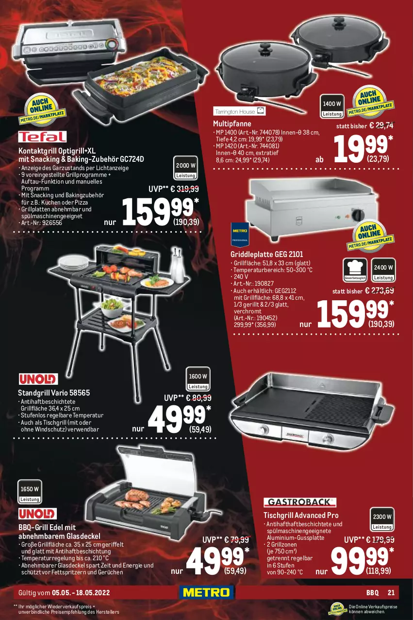 Aktueller Prospekt Metro - BBQ & Grill Spezial - von 05.05 bis 18.05.2022 - strona 21 - produkty: decke, Deckel, eis, elle, Glasdeckel, grill, grillfläche, grillplatte, kontaktgrill, kuchen, latte, pfanne, pizza, reis, rwe, snack, spülmaschinen, standgrill, teller, Ti, tisch, tischgrill, Windschutz