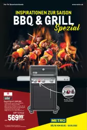 Gazetka promocyjna Metro - BBQ & Grill Spezial - Gazetka - ważna od 18.05 do 18.05.2022 - strona 1 - produkty: decke, Deckel, edelstahl, eis, elle, gasgrill, grill, grillfläche, grillrost, LG, Metro, reis, Spezi, teller, Ti, tisch