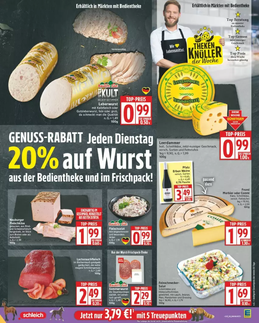 Aktueller Prospekt Edeka - Prospekte - von 08.09 bis 13.09.2025 - strona 5 - produkty: ananas, auer, Bau, Bauer, bier, dressing, eis, feinschmecker, fleisch, fleischsalat, HP, Kalbfleisch, Käse, leberwurst, leerdammer, mac, mais, mandarine, mandarinen, mit kalbfleisch, Morbier, nuss, reis, salat, schnittkäse, Ti, top-preis, würfel, wurst