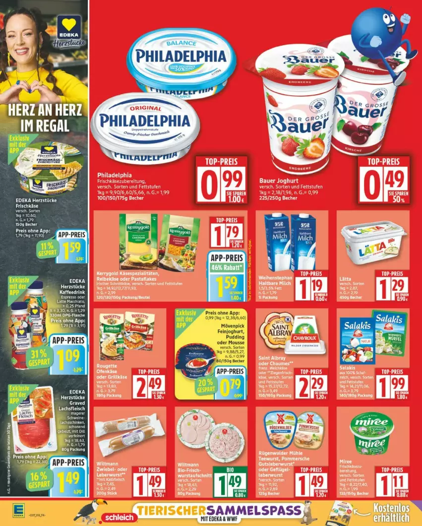 Aktueller Prospekt Edeka - Prospekte - von 08.09 bis 13.09.2025 - strona 8 - produkty: auer, Bau, Becher, deka, drink, eis, feinjoghurt, fleisch, joghur, joghurt, kaffee, Kaffeedrink, lachs, mousse, mövenpick, philadelphia, pudding, reis, tee