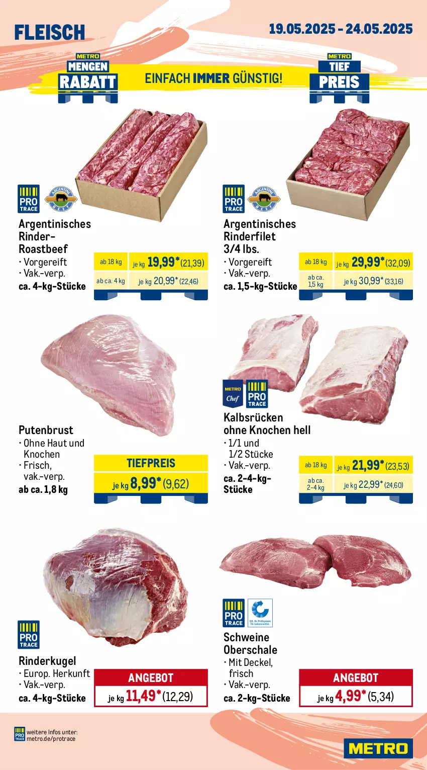 Aktueller Prospekt Metro - Wochen-Angebote Gastro - von 19.05 bis 24.05.2025 - strona 2 - produkty: angebot, beef, Brei, brustfilet, burger, decke, Deckel, eis, filet, fleisch, hähnchenbrust, hähnchenbrustfilet, Hähnchenschnitzel, Kette, kotelett, Kugel, lachs, lamm, lammkotelett, Metro, pute, putenbrust, reis, rind, rinder, rinderfilet, roastbeef, Schal, Schale, schnitten, schnitzel, schwein, schweine, Schweinelachs, schweinenacken, Ti, tiefpreis, wein, weine