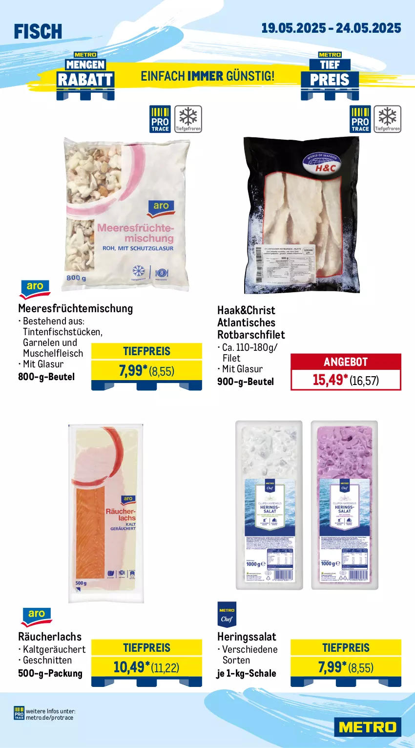 Aktueller Prospekt Metro - Wochen-Angebote Gastro - von 19.05 bis 24.05.2025 - strona 6 - produkty: angebot, beere, beeren, beutel, eis, erdbeere, erdbeeren, filet, fisch, fleisch, früchte, garnelen, hering, Herings, honig, honigmelone, honigmelonen, lachs, mango, meeresfrüchte, melone, melonen, Metro, obst, Räucherlachs, reis, ring, Rotbarsch, rotbarschfilet, sac, salat, Schal, Schale, schnitten, Ti, tiefpreis, tisch, zitrone, zitronen