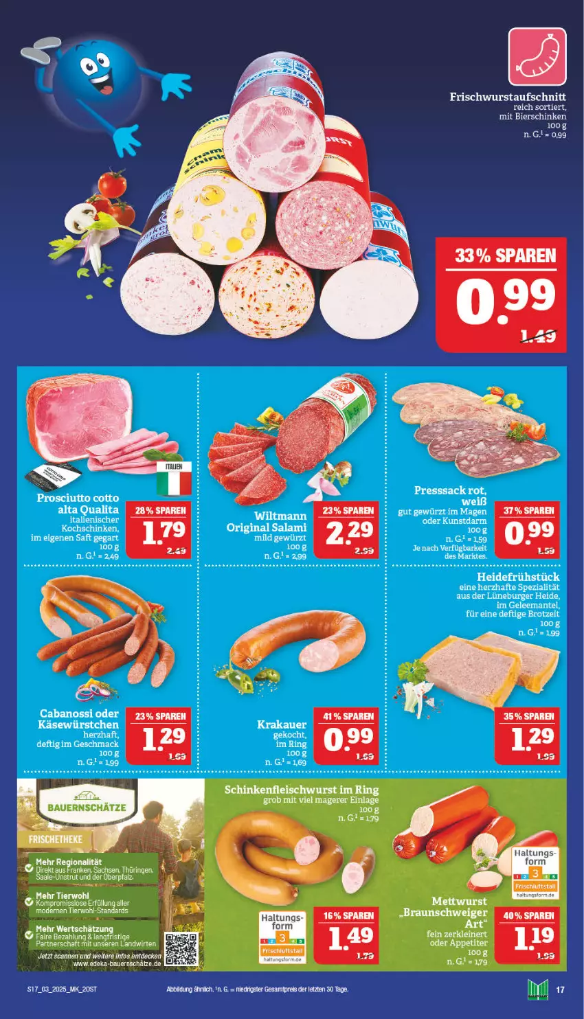 Aktueller Prospekt Marktkauf - Prospekt - von 12.01 bis 18.01.2025 - strona 17 - produkty: auer, aufschnitt, Bau, Bauer, braun, deka, eis, fleisch, fleischwurst, Mett, mettwurst, Mode, ring, schinken, schinkenfleischwurst, Ti, wurst