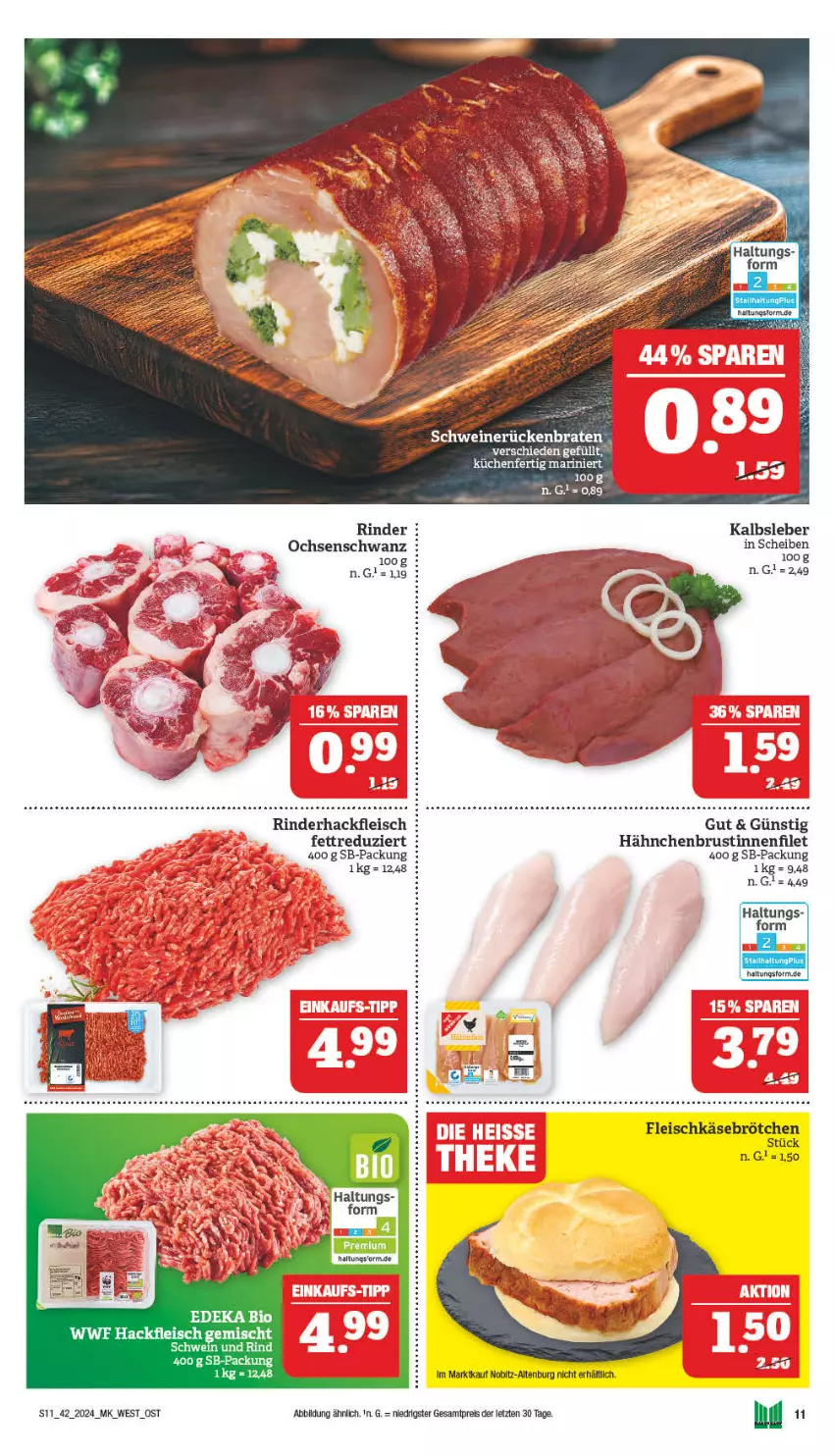 Aktueller Prospekt Marktkauf - Prospekt - von 14.10 bis 19.10.2024 - strona 11 - produkty: brötchen, eis, filet, fleisch, fleischkäse, hackfleisch, hackfleisch gemischt, hähnchenbrust, Kalbsleber, Käse, küche, Küchen, reis, rind, rinder, rinderhackfleisch, Ti, ZTE