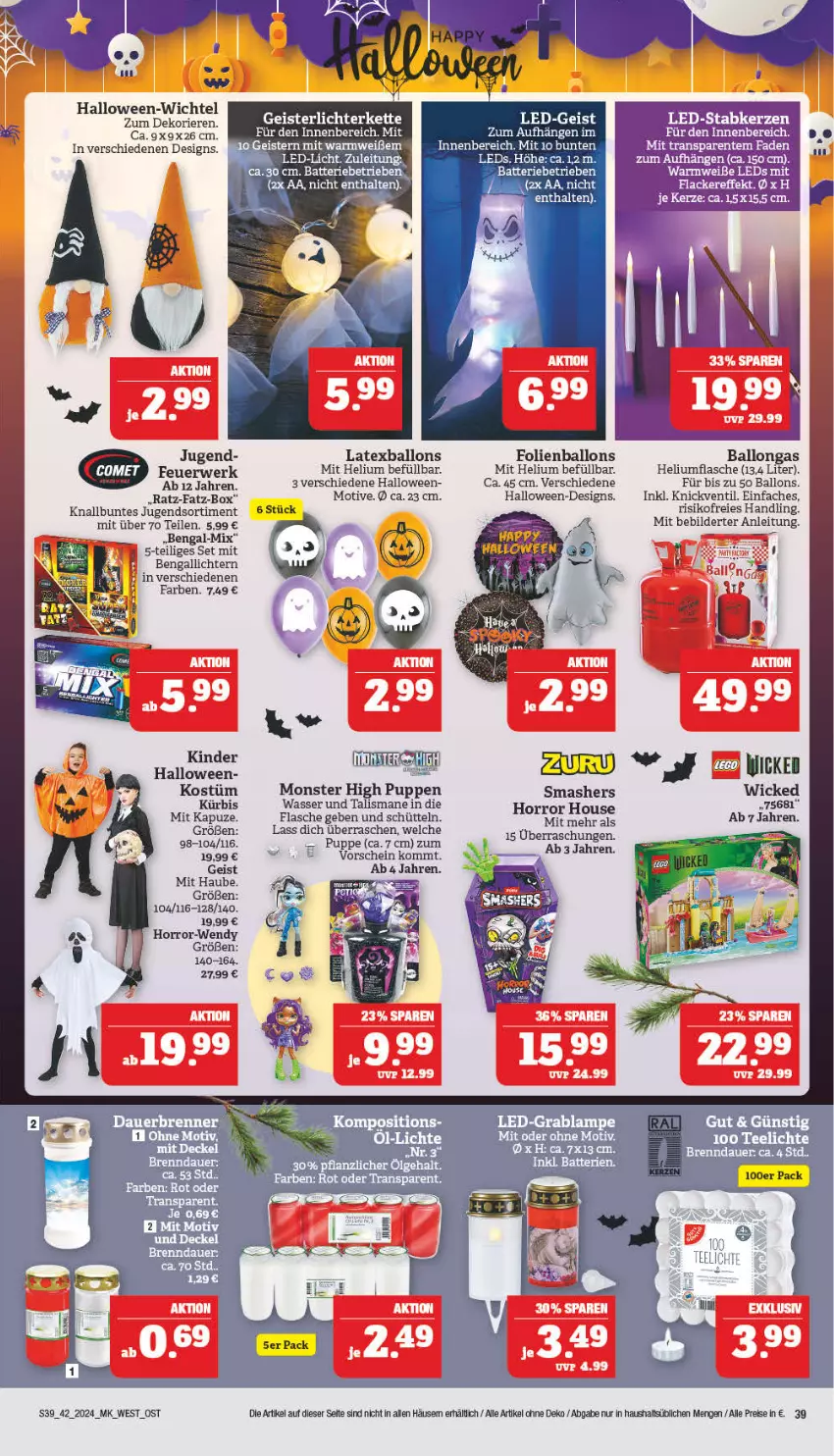 Aktueller Prospekt Marktkauf - Prospekt - von 14.10 bis 19.10.2024 - strona 39 - produkty: ball, eis, flasche, Kürbis, monster, Monster High, Puppe, reis, rwe, Ti, wasser, Wichtel, WICK