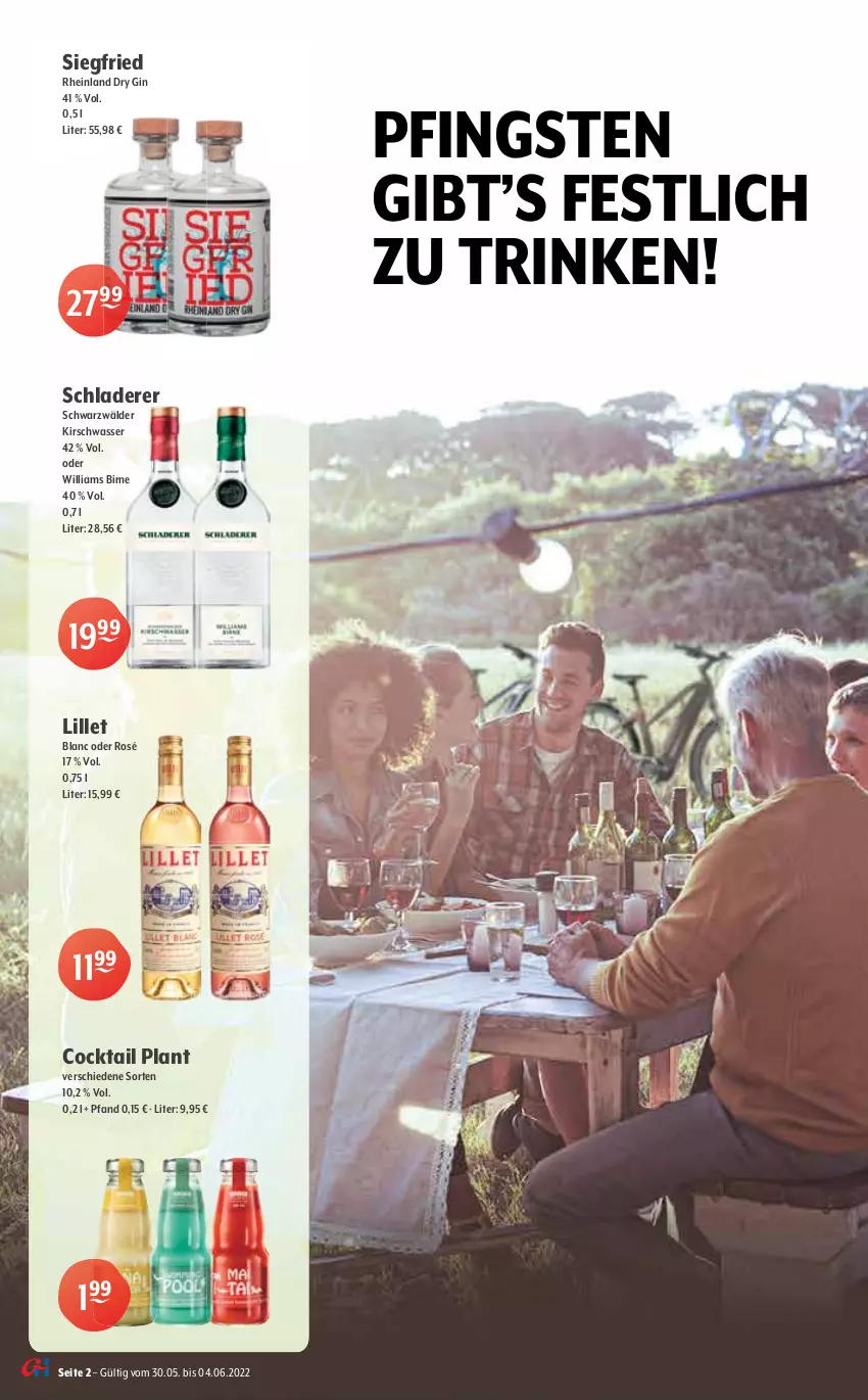 Aktueller Prospekt Getraenke Hoffmann - Prospekte - von 30.05 bis 04.06.2022 - strona 2 - produkty: alkohol, Alwa, auer, Bau, Bauer, bio, camargue, chips, cocktail, crunchips, doppio passo, dry gin, ecco, eis, Elephant Bay, elle, früchte, gin, ginger, Happy Day, ice tea, Kaki, kirsch, lillet, lorenz, mineralwasser, orange, passo, prosecco, Rauch, riesling, saft, Schladerer, Ti, Tüte, veggie, wasser, wein, Williams Birne, zitrone, zitronen, zitronensaft