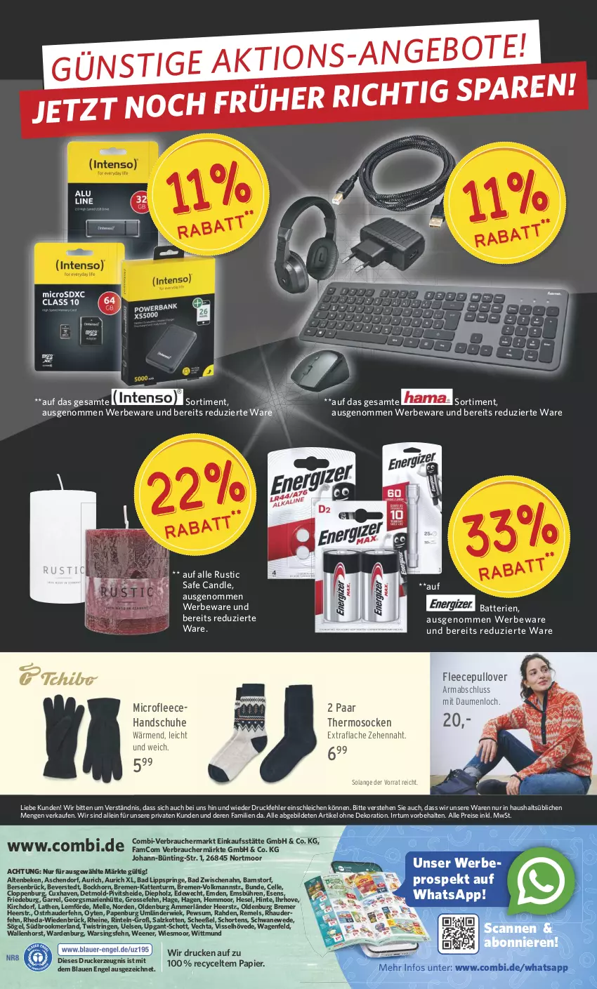 Aktueller Prospekt Combi - Prospekte - von 04.11 bis 09.11.2024 - strona 4 - produkty: ammerländer, Anew, Bad, batterie, batterien, dekoration, drucker, eis, elle, Engel, handschuhe, Holz, Intel, kerze, mab, merl, papier, Pullover, Rauch, reis, rel, ring, salz, Schleich, schott, schuhe, socken, String, Ti