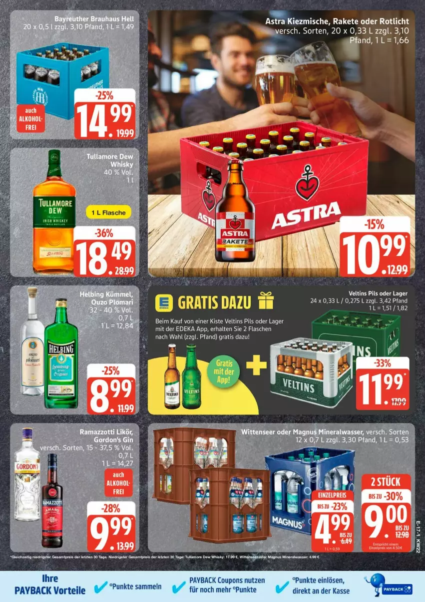 Aktueller Prospekt Edeka - Prospekte - von 25.05 bis 30.05.2026 - strona 22 - produkty: Astra, coupon, coupons, deka, flasche, payback, pils, Ti, veltins