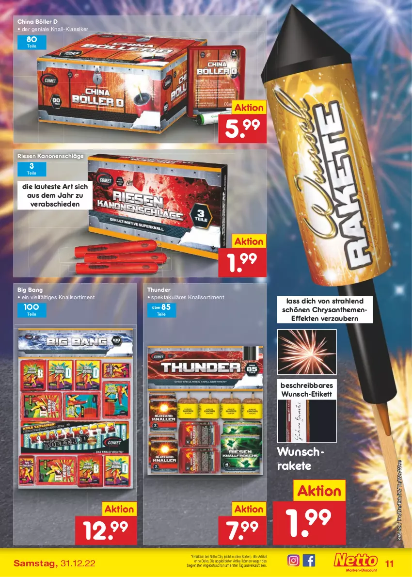 Aktueller Prospekt Netto Marken-Discount - Filial-Angebote - von 27.12 bis 31.12.2022 - strona 39 - produkty: angebot, chrysanthemen, Kanonenschläge, Knallsortiment, Ti, ZTE