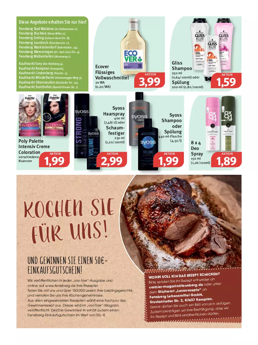 Aktueller Prospekt Feneberg - Prospekte - von 03.02 bis 05.02.2022 - strona 11 - produkty: angebot, angebote, auer, Bad, ball, buch, chloe, creme, deo, deo spray, Diesel, Egger, eis, emmi, flasche, gliss, gutschein, haarspray, küche, Küchen, magazin, Nuance, oder schaumfestiger, Ofen, Palette, rezept, rezepte, schaumfestiger, shampoo, shampoo oder spülung, spülung, syoss, Ti, vollwaschmittel, waschmittel, Yo