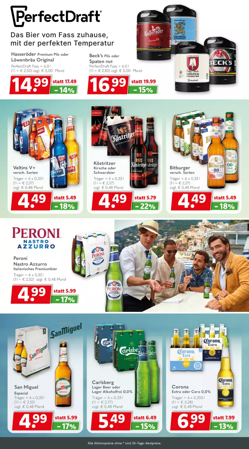 Aktueller Prospekt Getraenkeland - von 24.06 bis 06.07.2024 - strona 4 - produkty: aktionspreis, alkohol, bestpreis, bestpreise, bier, bitburger, burger, carlsberg, corona, corona extra, eis, gin, hasseröder, kirsch, kirsche, köstritzer, Peroni, pils, premium pils, Premiumbier, reis, Spaten, Ti, veltins