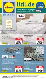 Gazetka promocyjna Lidl - Wochen-Highlights im Onlineshop - Gazetka - ważna od 09.10 do 09.10.2022 - strona 1 - produkty: angebot, angebote, asti, Bau, baumwolle, bett, bettwäsche, decke, eis, elle, erde, Holz, kissen, Kissenbezug, kopfkissen, latte, lattenrost, Liege, mars, ndk, Rauch, Ria, Ti, tisch, wolle