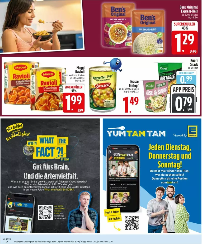 Aktueller Prospekt Edeka - Prospekte - von 13.10 bis 18.10.2025 - strona 14 - produkty: Becher, deka, eintopf, eis, erasco, express-reis, gin, kartoffel, knorr, LG, maggi, pflanze, pflanzen, ravioli, reis, snack, Ti, topf, Yo, ZTE