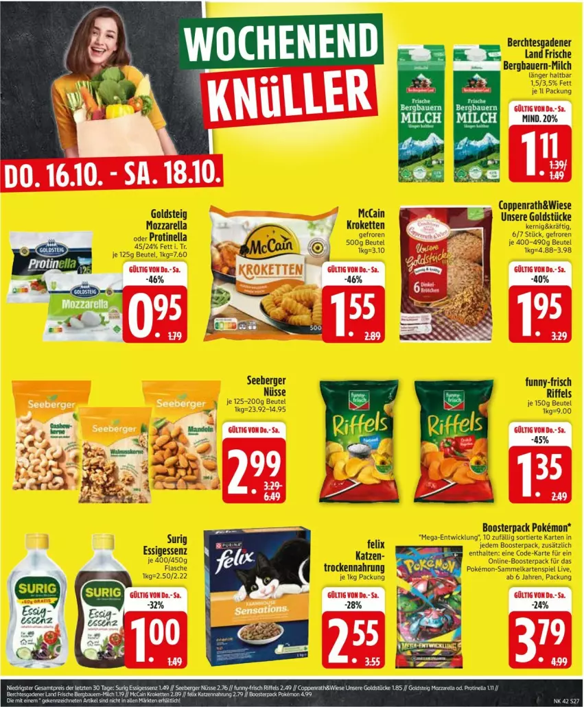 Aktueller Prospekt Edeka - Prospekte - von 13.10 bis 18.10.2025 - strona 29 - produkty: auer, Bau, Bauer, Berger, beutel, coppenrath, eier, funny-frisch, goldsteig, Goldstücke, Kartenspiel, Kette, Kroketten, mccain, milch, mozzarella, rel, seeberger, Ti, Trockennahrung, WICK