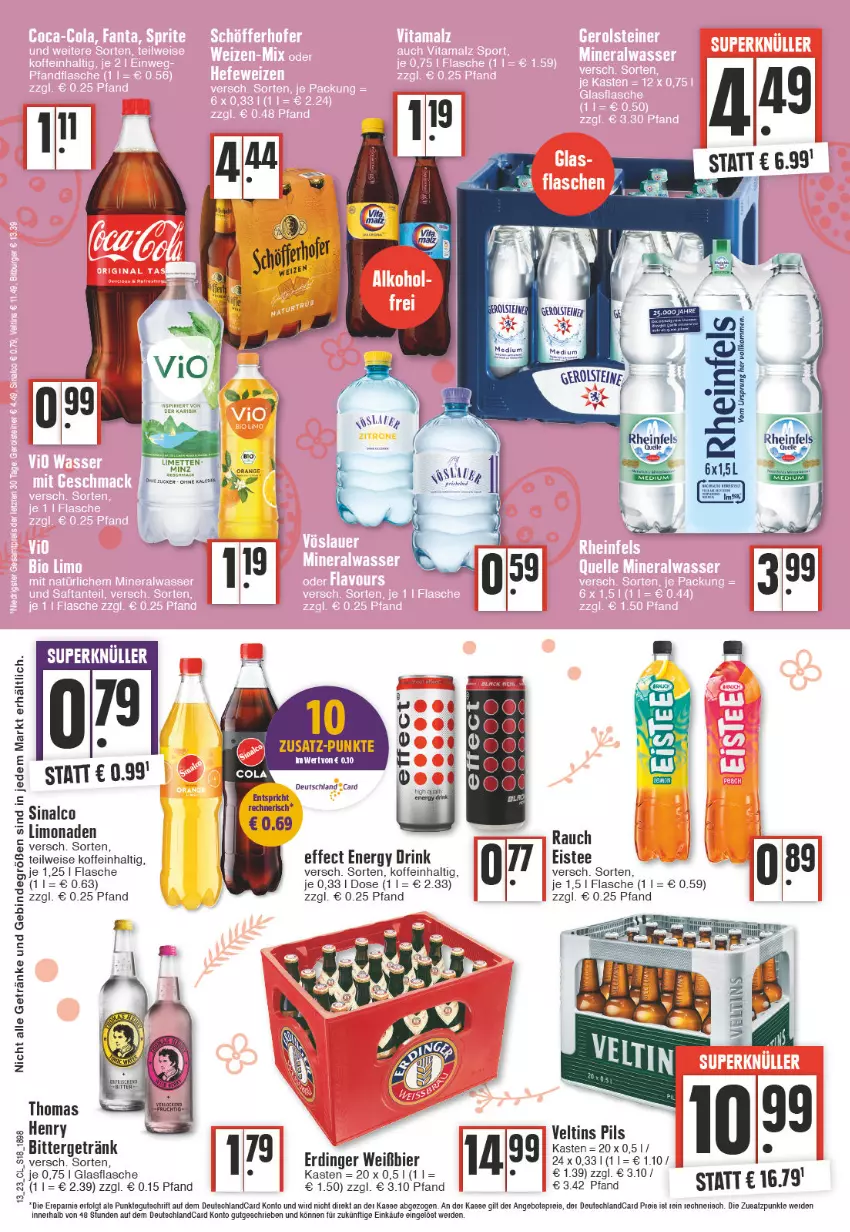 Aktueller Prospekt Edeka - Angebote der Woche - von 27.03 bis 01.04.2023 - strona 18 - produkty: angebot, bier, deutschland card, deutschlandcard, drink, Effect, eis, eistee, energy drink, erde, erdinger, flasche, getränk, getränke, glasflasche, LG, limo, limonade, limonaden, pils, Rauch, tee, Ti, veltins