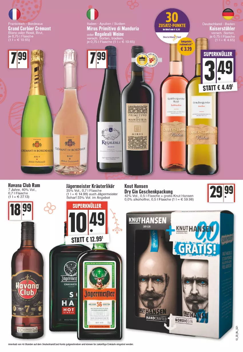 Aktueller Prospekt Edeka - Angebote der Woche - von 27.03 bis 01.04.2023 - strona 21 - produkty: alkohol, angebot, dry gin, eis, erde, flasche, Germ, geschenkpackung, gin, Havana Club, jägermeister, kräuter, Meister, rel, Ria, rum, Ti