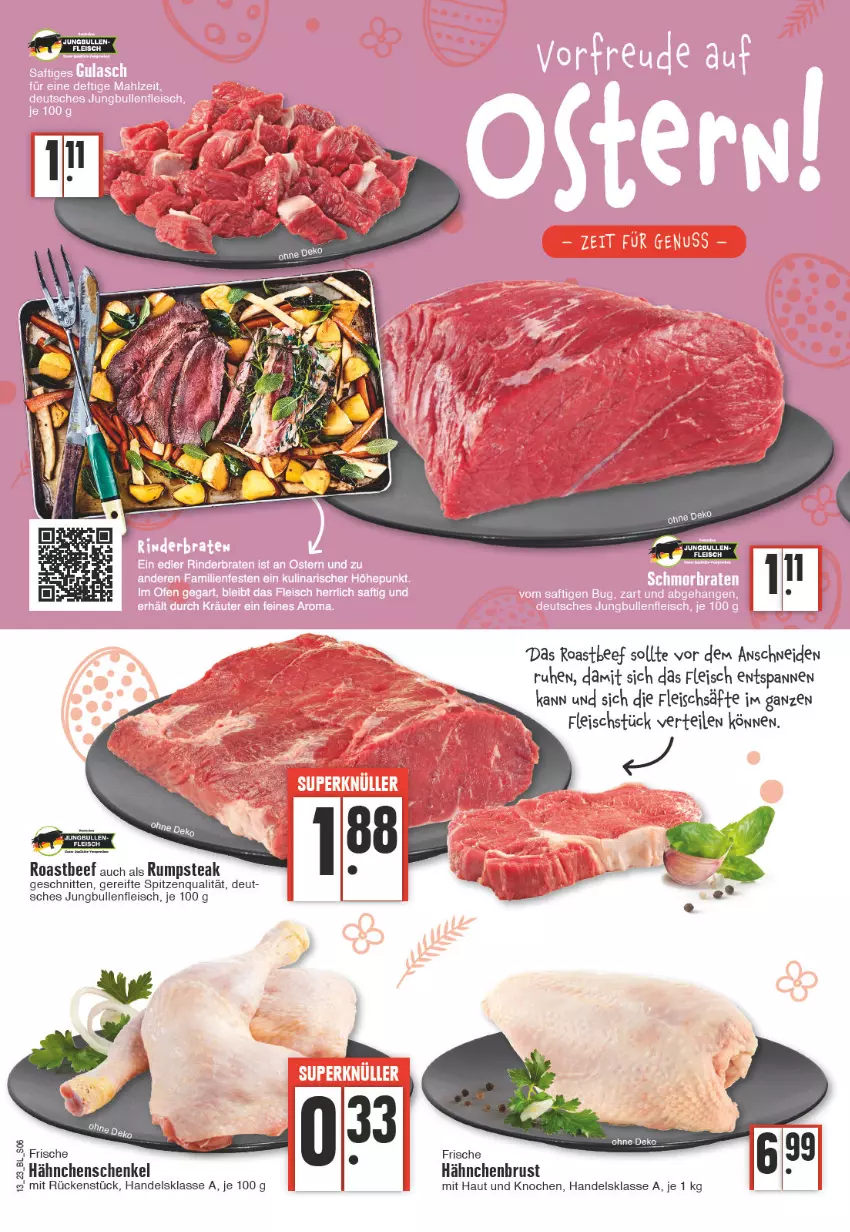 Aktueller Prospekt Edeka - Angebote der Woche - von 27.03 bis 01.04.2023 - strona 6 - produkty: beef, eis, fleisch, Frische Hähnchen, hähnchenbrust, hähnchenschenkel, henkel, jungbullen, roastbeef, rum, rumpsteak, säfte, schenkel, schnitten, spitzenqualität, steak