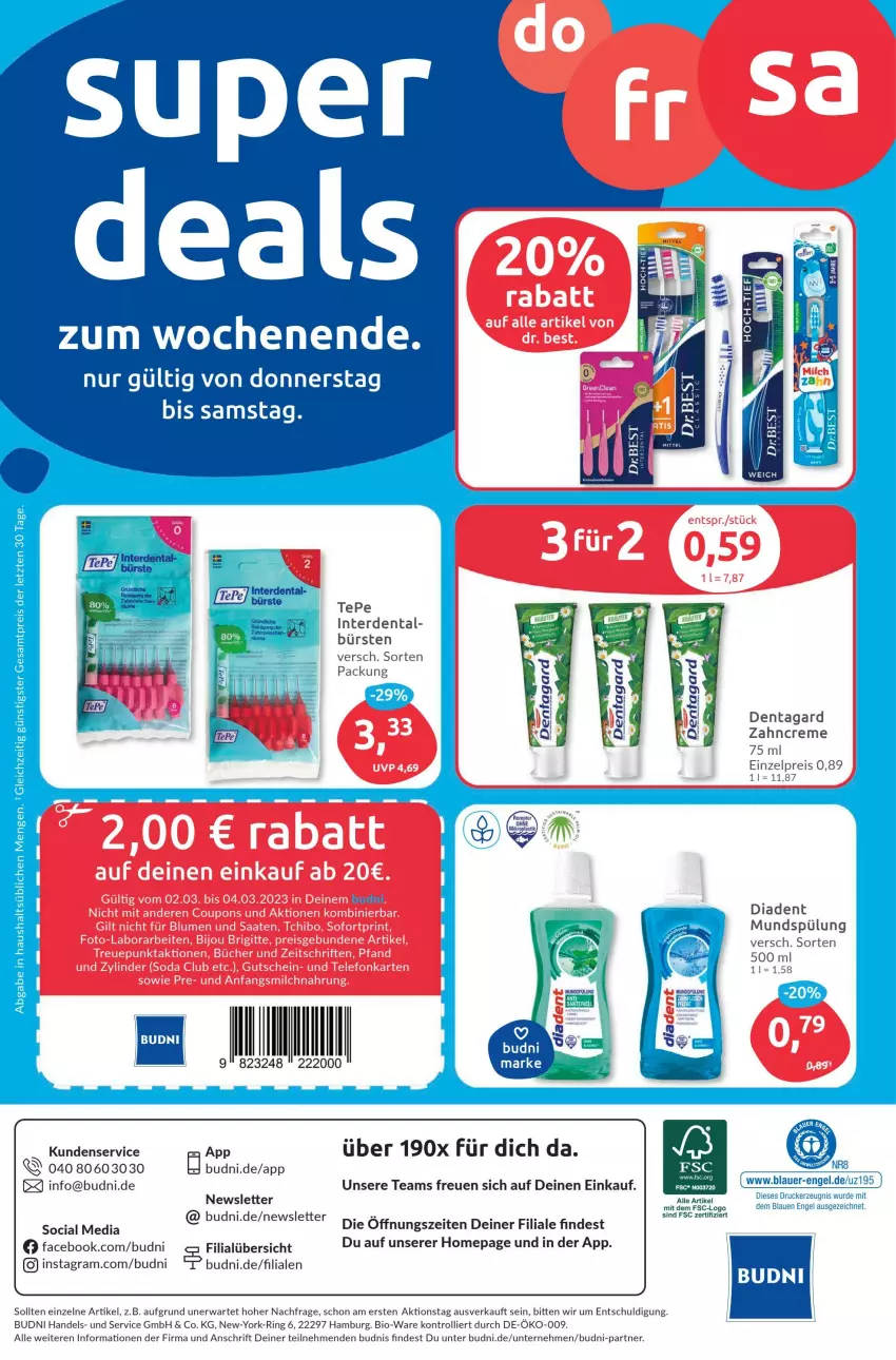 Aktueller Prospekt Budni - Prospekte - von 27.02 bis 04.03.2023 - strona 8 - produkty: asti, auer, bio, bürste, bürsten, creme, drucker, eis, Engel, erde, kerze, mundspülung, Omep, reis, rezept, ring, spülung, Ti, trolli, Yo, zahncreme, ZTE