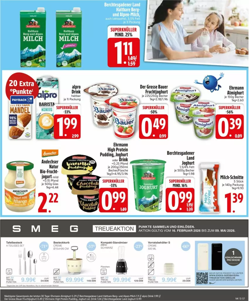 Aktueller Prospekt Edeka - Prospekte - von 23.03 bis 28.03.2026 - strona 9 - produkty: almighur, almighurt, alpro, auer, Bau, Bauer, Becher, Behälter, besteck, deka, drink, ehrmann, ehrmann almighurt, eis, frucht, fruchtjoghurt, joghur, joghurt, korb, milch, Mixer, natur, pudding, reis, standmixer, Ti
