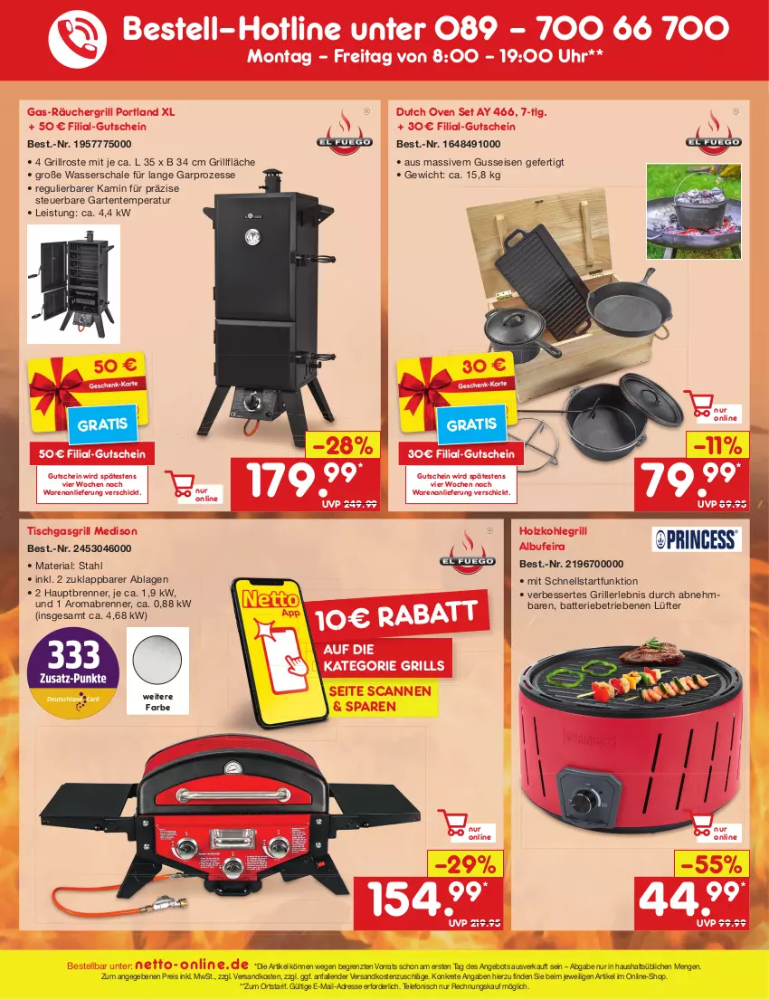 Aktueller Prospekt Netto Marken-Discount - Filial-Angebote - von 31.07 bis 05.08.2023 - strona 47 - produkty: angebot, batterie, eis, ente, Garten, gasgrill, grill, grillfläche, grillrost, gutschein, Holz, holzkohle, holzkohlegrill, Kamin, Kohlegrill, LG, mab, ndk, reis, Ria, Schal, Schale, telefon, Ti, tisch, uhr, wasser, ZTE