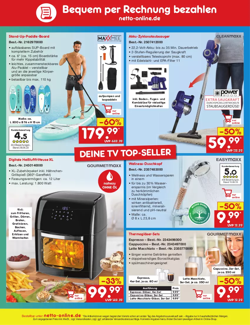 Aktueller Prospekt Netto Marken-Discount - Filial-Angebote - von 31.07 bis 05.08.2023 - strona 49 - produkty: ACC, akku, angebot, auer, braten, Cap, cappuccino, chia, cin, edelstahl, eis, elle, espresso, fritteuse, getränk, getränke, Gläser, grill, Heißluftfritteuse, kraft, latte, latte macchiato, mac, macchiato, ndk, perlen, reis, spülmaschinen, staubsauger, Teleskop, Thermogläser, Ti, Tiere, wasser, ZTE