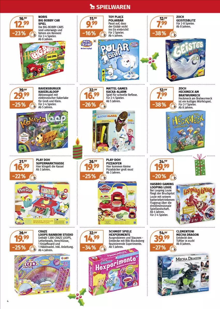 Aktueller Prospekt Mueller - Spielwaren & Multi-Media - von 13.12 bis 24.12.2021 - strona 4 - produkty: batterie, bier, Biere, Bobby-Car, Cars, eis, Elektro, elle, ente, Hasbro, HP, leine, Ofen, pizza, Pizzaofen, Play-Doh, rwe, Spiele, Ti, würfel