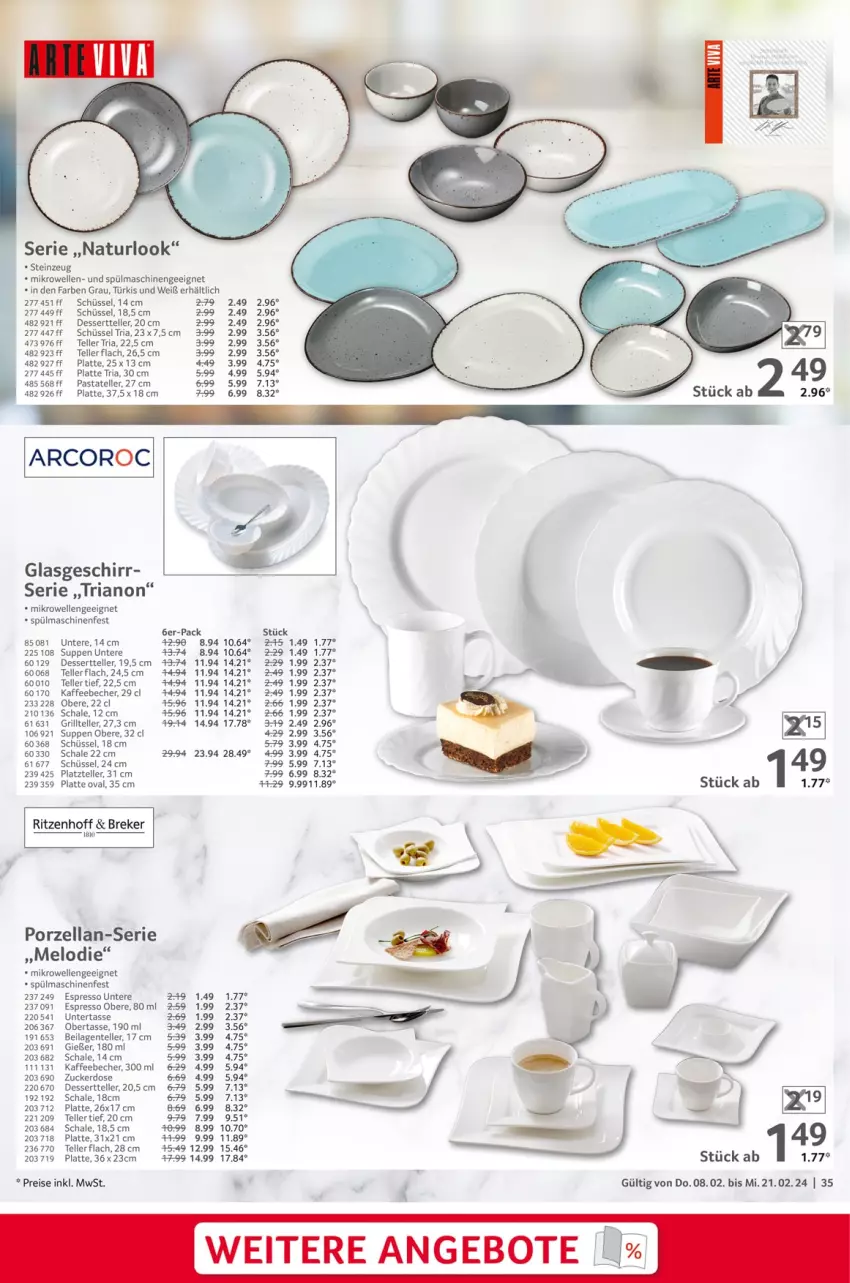 Aktueller Prospekt Selgros - Gastronomie - von 08.02 bis 21.02.2024 - strona 35 - produkty: angebot, angebote, Becher, dessert, Dessertteller, eis, elle, ente, espresso, geschirr, grill, Grillteller, ilag, kaffee, kaffeebecher, latte, mikrowelle, natur, pasta, reis, Ria, Schal, Schale, schüssel, spülmaschinen, suppe, suppen, tasse, teller, Ti, ZTE, zucker