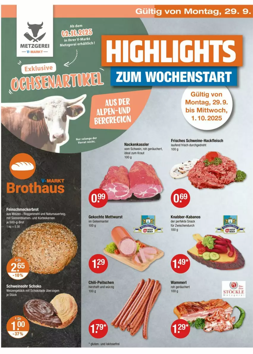 Aktueller Prospekt Vmarkt - Prospekte - von 25.09 bis 01.10.2025 - strona 22 - produkty: auer, chili, eis, fleisch, gelee, hackfleisch, kabanos, Kraut, Laufen, Mantel, mehl, merl, Mett, mettwurst, natur, schoko, schokolade, schwein, schweine, snack, wein, weine, wurst