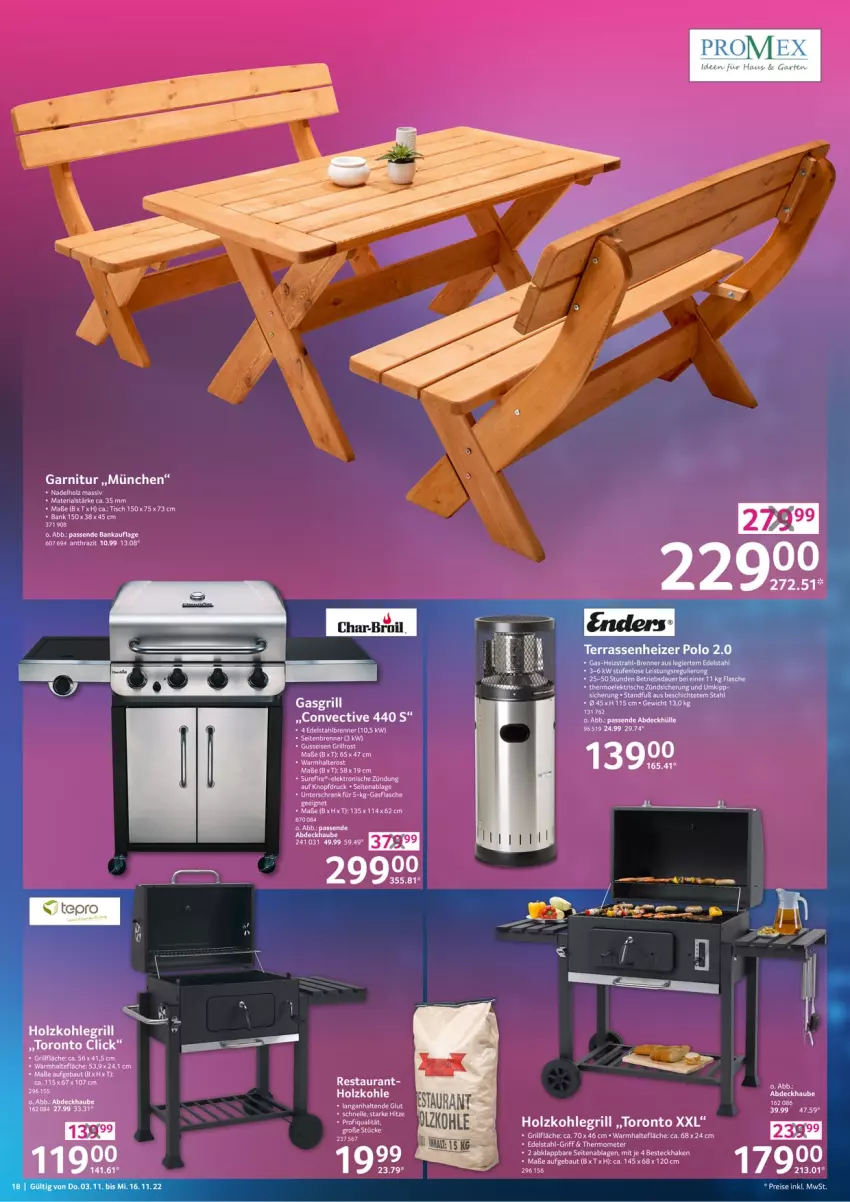 Aktueller Prospekt Selgros - Technik - von 03.11 bis 16.11.2022 - strona 18 - produkty: auer, Bau, edelstahl, eier, eis, Elektro, elle, flasche, gasgrill, grill, grillrost, Holz, holzkohle, Schrank, Ti, tisch, unterschrank