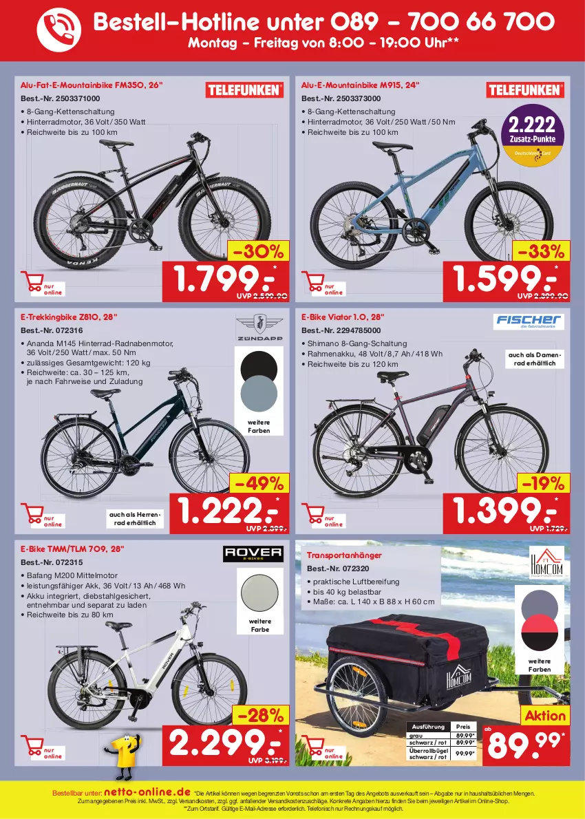 Aktueller Prospekt Netto Marken-Discount - Filial-Angebote - von 24.07 bis 29.07.2023 - strona 43 - produkty: akku, angebot, Anhänger, bügel, E-Bike, eis, Kette, LG, Mountainbike, ndk, reis, rwe, Schal, shimano, Sport, telefon, Ti, tisch, uhr, ZTE