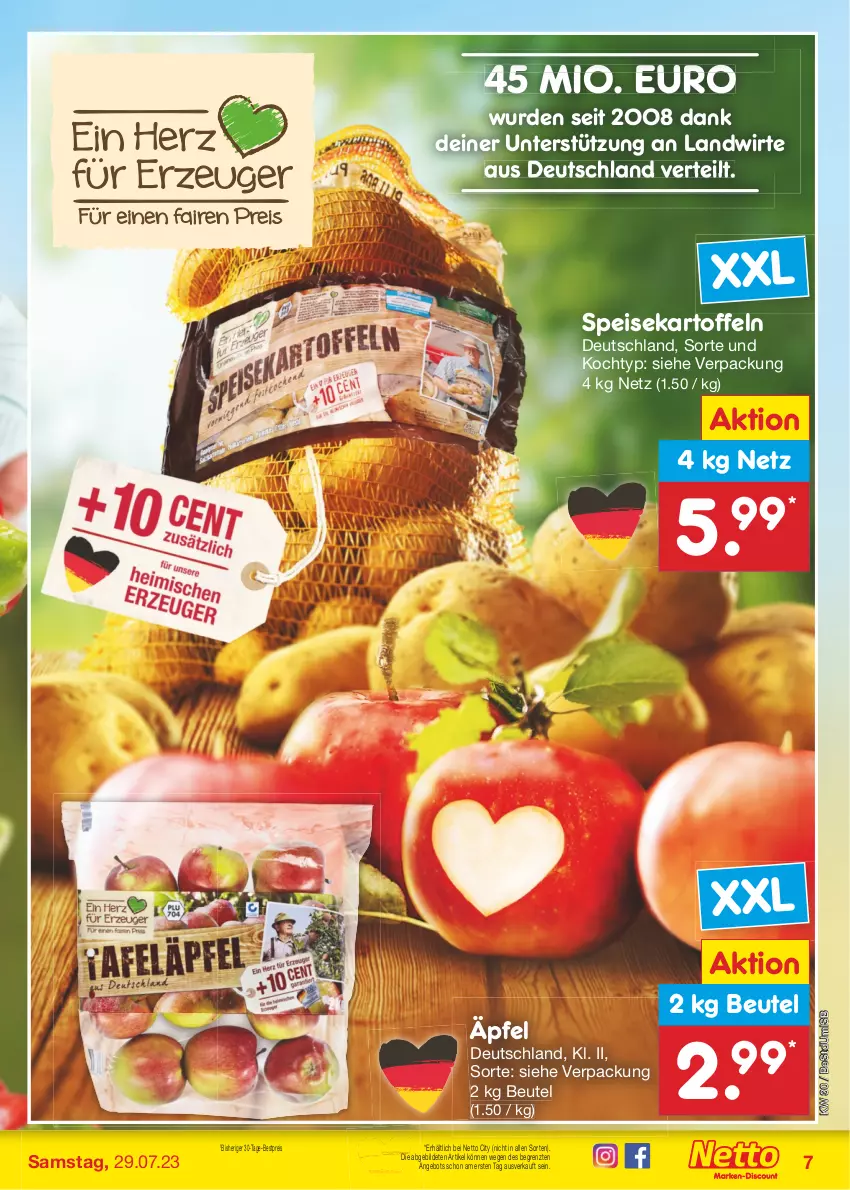 Aktueller Prospekt Netto Marken-Discount - Filial-Angebote - von 24.07 bis 29.07.2023 - strona 7 - produkty: angebot, bestpreis, beutel, bio, biobio, eis, kartoffel, kartoffeln, reis, speisekartoffeln, Ti, ZTE