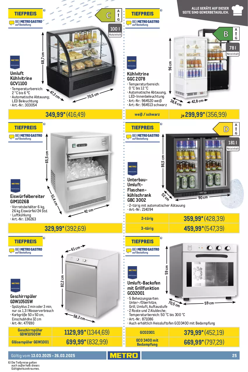 Aktueller Prospekt Metro - GastroJournal - von 12.02 bis 26.03.2025 - strona 25 - produkty: aust, auto, backofen, Bau, Behälter, beleuchtung, Brei, edelstahl, eis, eiswürfel, eiswürfelbereiter, flasche, gefrierschrank, geschirr, geschirrspüler, Gläser, Glastür, grill, korb, kühlschrank, Ofen, Rauch, reis, rum, Schrank, schubladen, Spektrum, Ti, tiefpreis, tisch, vitrine, wasser, würfel