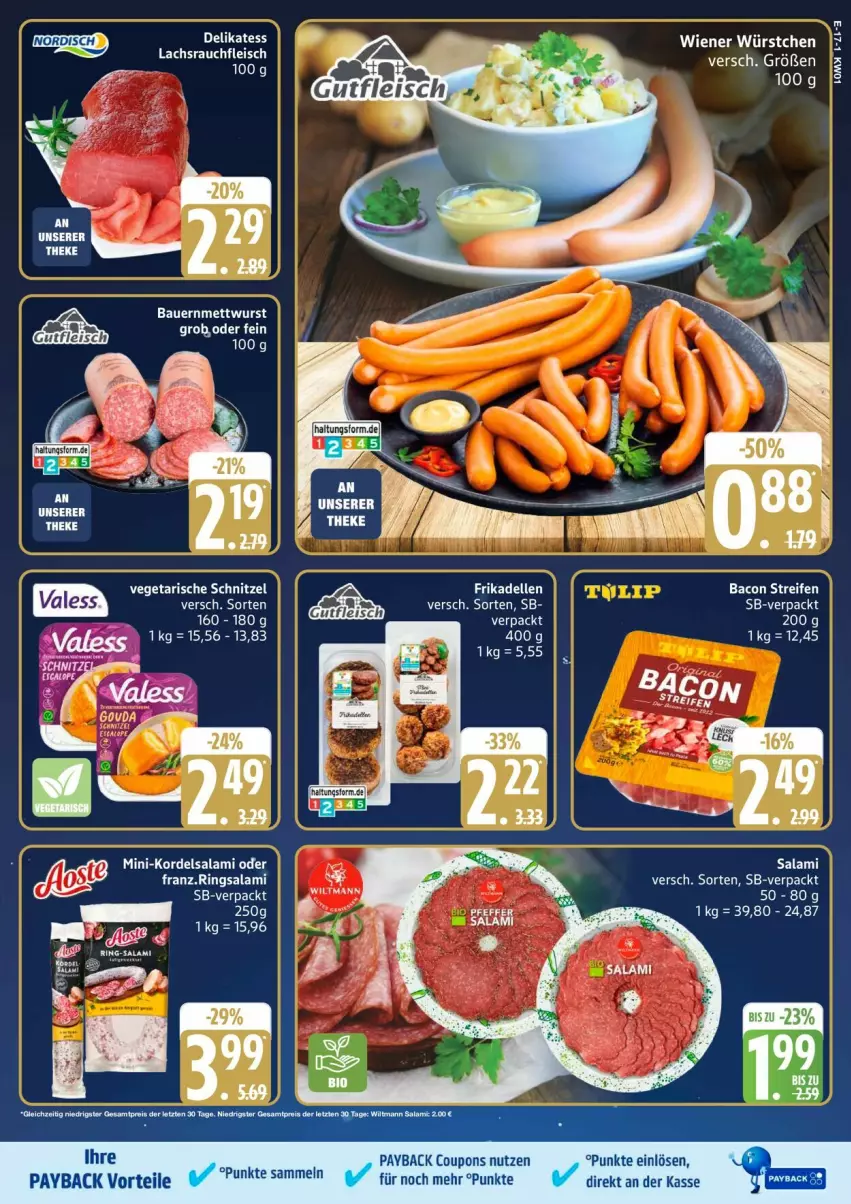 Aktueller Prospekt Edeka - Prospekte - von 30.12.2026 bis 03.01.2027 - strona 19 - produkty: auer, bacon, Bau, Bauer, coupon, coupons, eis, fleisch, lachs, Mett, mettwurst, payback, Rauch, reifen, reis, ring, salami, schnitzel, Ti, Vegeta, wurst, ZTE
