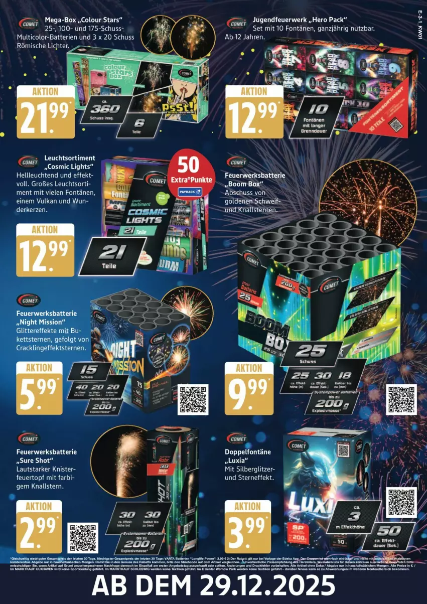 Aktueller Prospekt Edeka - Prospekte - von 30.12.2026 bis 03.01.2027 - strona 3 - produkty: batterie, batterien, hero, Jugendfeuerwerk, Leuchte, leuchten, Römische Lichter, rwe, Ti