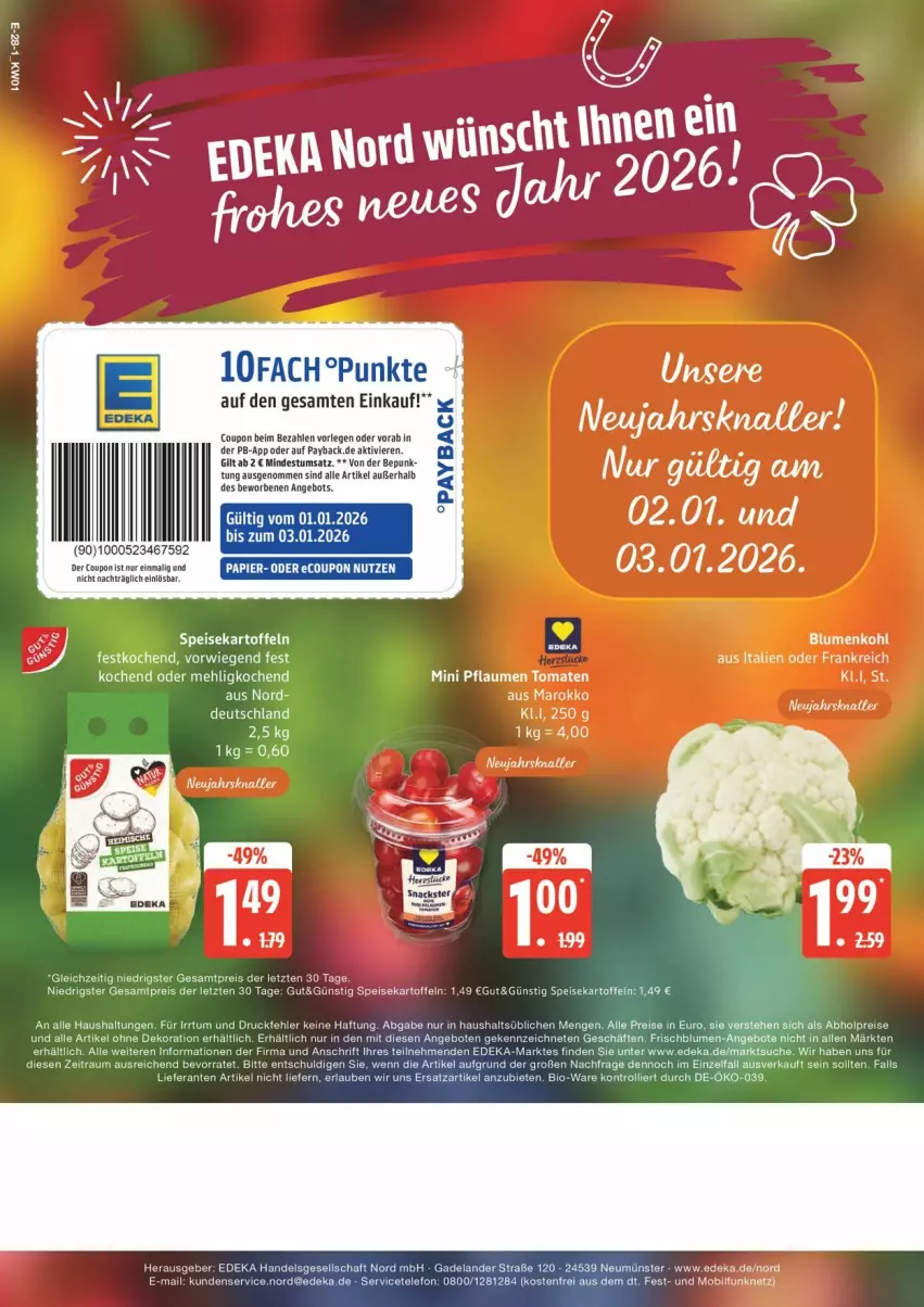 Aktueller Prospekt Edeka - Prospekte - von 30.12.2026 bis 03.01.2027 - strona 32 - produkty: abholpreise, alle artikel ohne dekoration, angebot, angebote, bio, blume, blumen, coupon, deka, dekoration, eier, eis, Elan, kartoffel, kartoffeln, mehl, payback, pflaume, pflaumen, reis, speisekartoffeln, Ti, tomate, tomaten, trolli, ZTE
