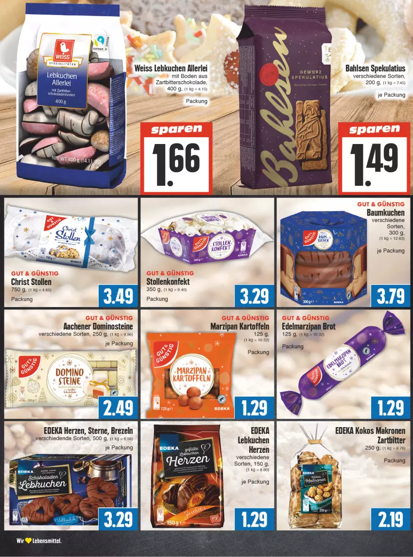 Aktueller Prospekt Edeka - Angebote der Woche - von 02.10 bis 07.10.2023 - strona 16 - produkty: bahlsen, Bau, brezel, Brezeln, brot, deka, Dominosteine, Edelmarzipan, eis, kartoffel, kartoffeln, kokos, krone, kuchen, latte, lebensmittel, Lebkuchen, marzipan, schoko, schokolade, Stollen, Ti, Zartbitterschokolade, ZTE