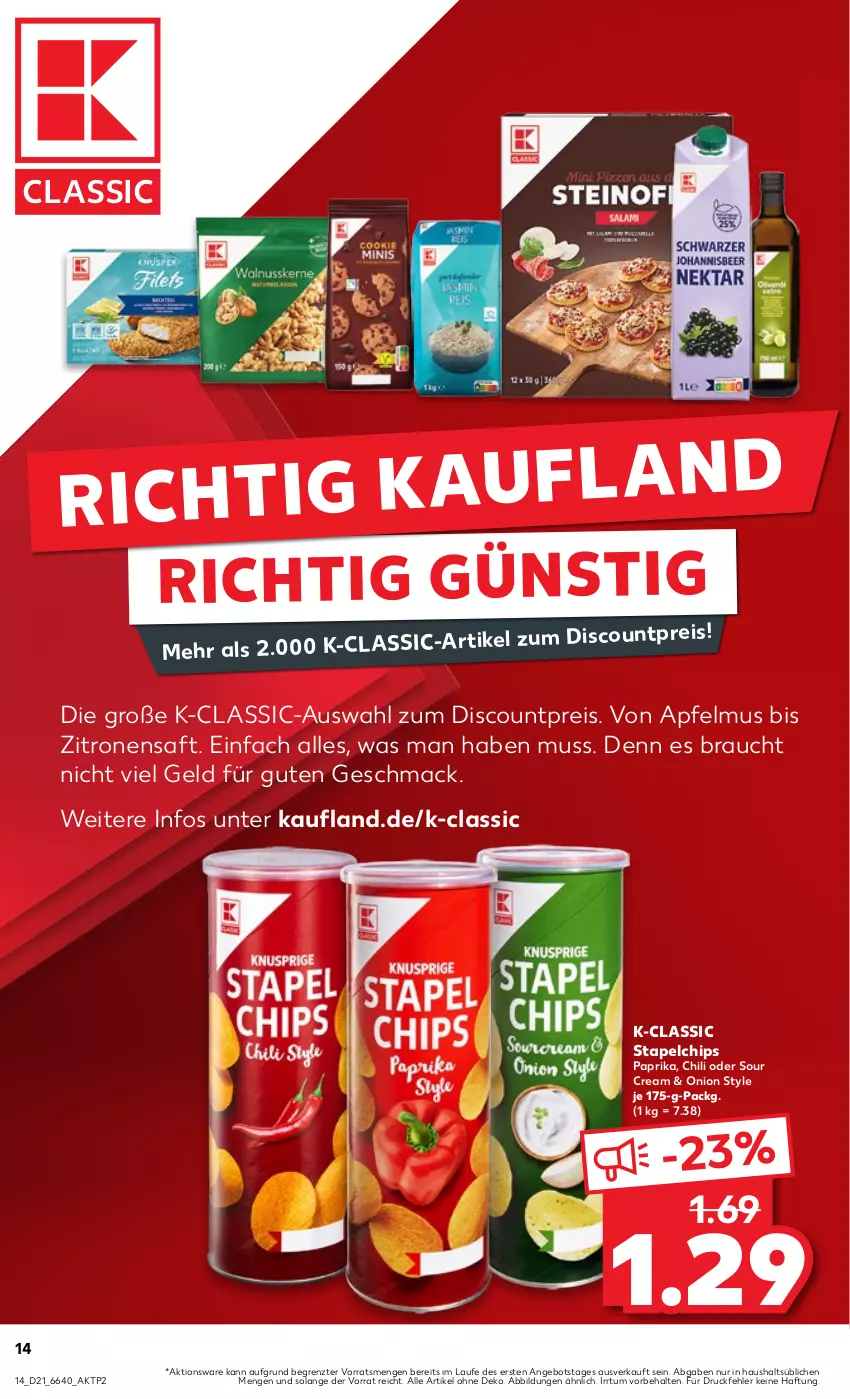 Aktueller Prospekt Kaufland - Prospekt - von 23.05 bis 29.05.2024 - strona 14 - produkty: angebot, apfel, apfelmus, chili, chips, discount, eis, mac, paprika, Rauch, reis, saft, sour cream, Ti, zitrone, zitronen, zitronensaft, ZTE