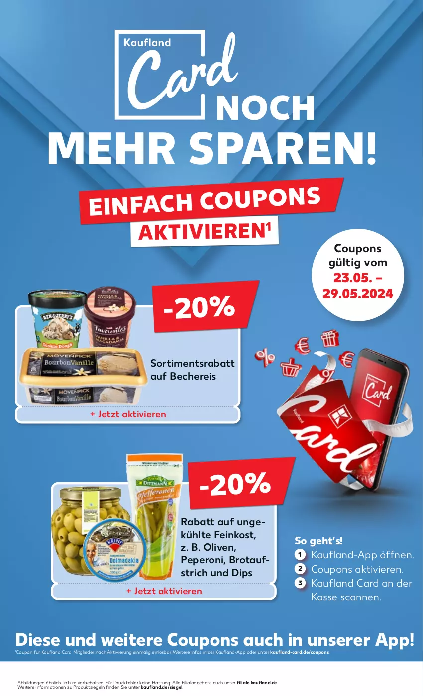 Aktueller Prospekt Kaufland - Prospekt - von 23.05 bis 29.05.2024 - strona 51 - produkty: angebot, angebote, aufstrich, Becher, brot, brotaufstrich, coupon, coupons, dip, eis, feinkost, olive, oliven, peperoni, Peroni, reis, Ti