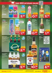 Gazetka promocyjna Netto Marken-Discount - Filial-Angebote - Gazetka - ważna od 24.06 do 24.06.2023 - strona 21 - produkty: angebot, bestpreis, corona, corona extra, eis, eistee, erfrischungsgetränk, fanta, fleisch, getränk, getränke, getränkesirup, grand sud, grill, jim beam, Käse, LG, maracuja, merl, merlot, natur, radler, Rauch, reis, rotwein, sensations, sirup, tee, Ti, wein, wodka, zitrone, ZTE