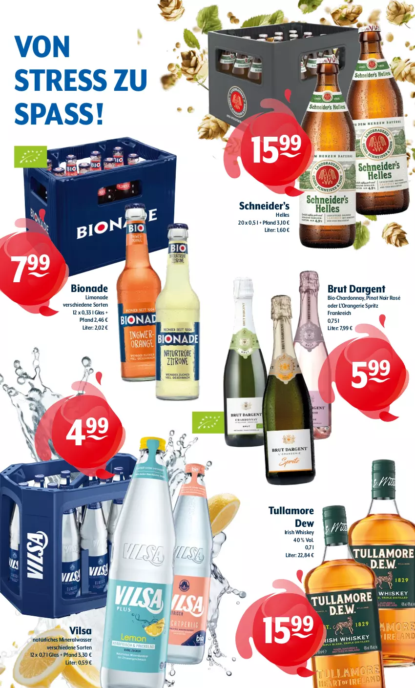 Aktueller Prospekt Getraenke Hoffmann - Prospekte - von 04.11 bis 09.11.2024 - strona 3 - produkty: Alwa, bio, bionade, brut, brut dargent, chardonnay, elle, irish whiskey, limo, limonade, mineralwasser, natürliches mineralwasser, orange, Pinot, pinot noir, tullamore, tullamore dew, vilsa, wasser, whiskey