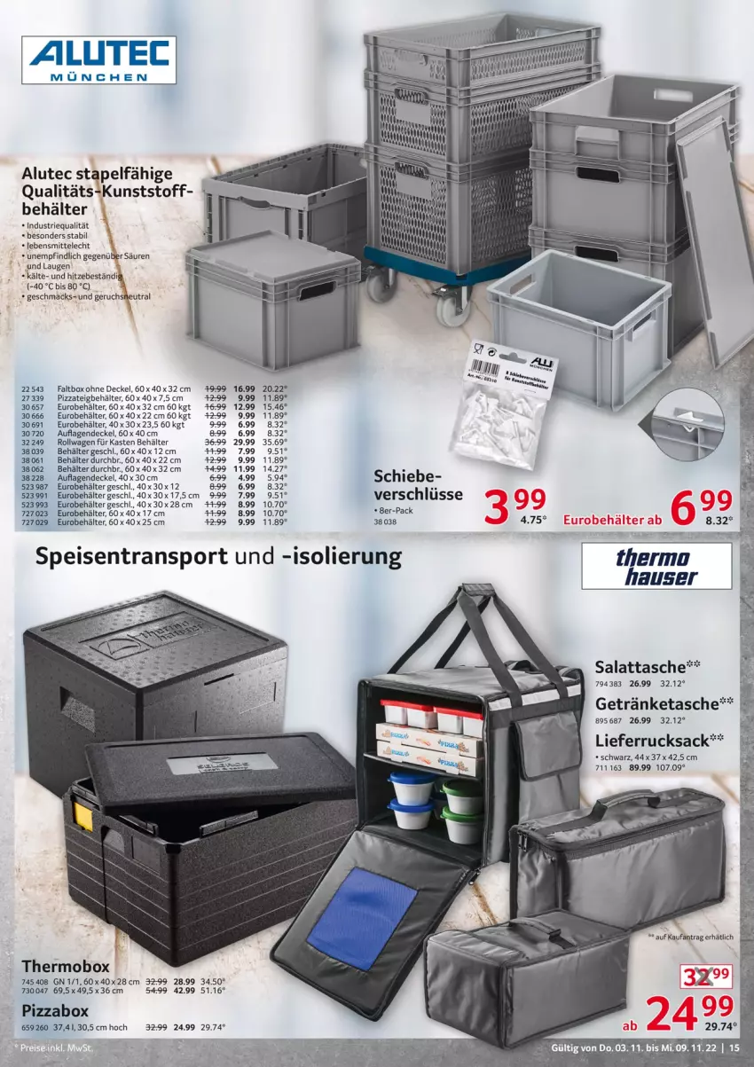 Aktueller Prospekt Selgros - Non Food - von 03.11 bis 09.11.2022 - strona 15 - produkty: Behälter, decke, Deckel, eis, getränk, getränke, Heu, lebensmittel, mac, oxo, pizza, Pizzateig, rucksack, sac, salat, Sport, Tasche