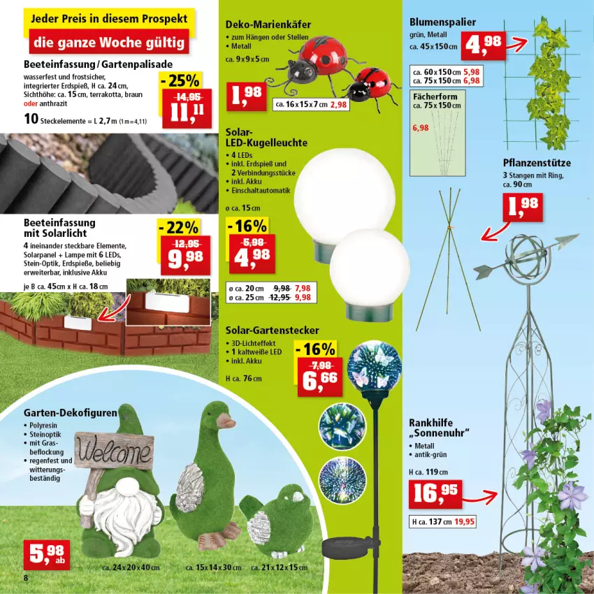 Aktueller Prospekt Thomas Philipps - Prospektwerbung - von 02.05 bis 07.05.2022 - strona 8 - produkty: akku, auto, blume, blumen, braun, Dekofigur, eis, elle, ente, Garten, käfer, Kugel, Lampe, leds, Leuchte, pflanze, pflanzen, reis, rel, rwe, Schal, Ti, uhr, wasser, Yo