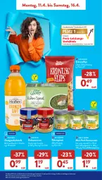 Gazetka promocyjna AldiSud - ALDI Aktuell - Gazetka - ważna od 16.04 do 16.04.2022 - strona 11 - produkty: aldi, backwaren, creme, direktsaft, discount, eis, erdnuss, flasche, fleisch, frucht, fruchtfleisch, lebensmittel, mais, mit frucht, monitor, natur, nuss, orange, orangen, Rauch, reis, saft, snack, snacks, spinat, Sun Snacks, Ti, Yo