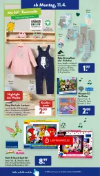 Gazetka promocyjna AldiSud - ALDI Aktuell - Gazetka - ważna od 16.04 do 16.04.2022 - strona 14 - produkty: aldi, Armband, Bau, baumwolle, bio, buch, dell, disney, eis, elle, ente, hose, hosen, Kinder, kleid, knallerpreis, Lampe, Latzhose, Mode, Peppa Pig, reis, Ria, rum, söckchen, Spiele, Strumpfhose, Tasche, taschen, taschenlampe, Ti, wolle