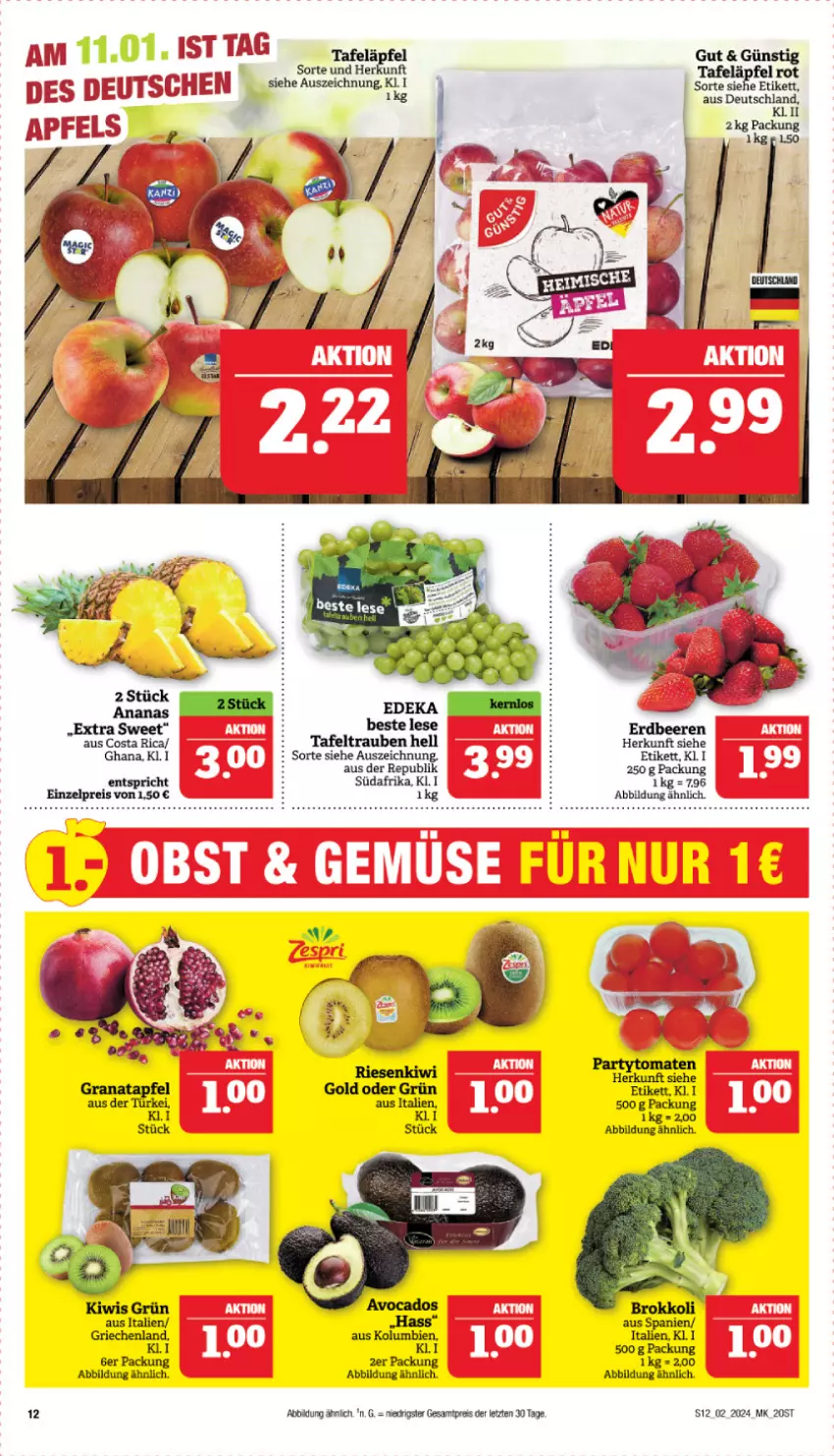 Aktueller Prospekt Marktkauf - Prospekt - von 07.01 bis 13.01.2024 - strona 12 - produkty: beere, beeren, brokkoli, eis, erdbeere, erdbeeren, kiwi, reis, tafeltrauben, Ti, tomate, tomaten, trauben, ZTE