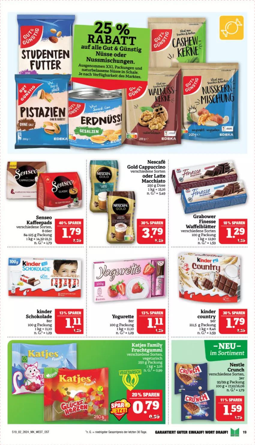 Aktueller Prospekt Marktkauf - Prospekt - von 07.01 bis 13.01.2024 - strona 19 - produkty: ACC, Cap, cappuccino, chia, cin, eis, ente, finesse, kaffee, Kinder, kinder country, kinder schokolade, latte, mac, macchiato, nescafe, reis, schoko, schokolade, senseo, Ti, Yo, yogurette, ZTE