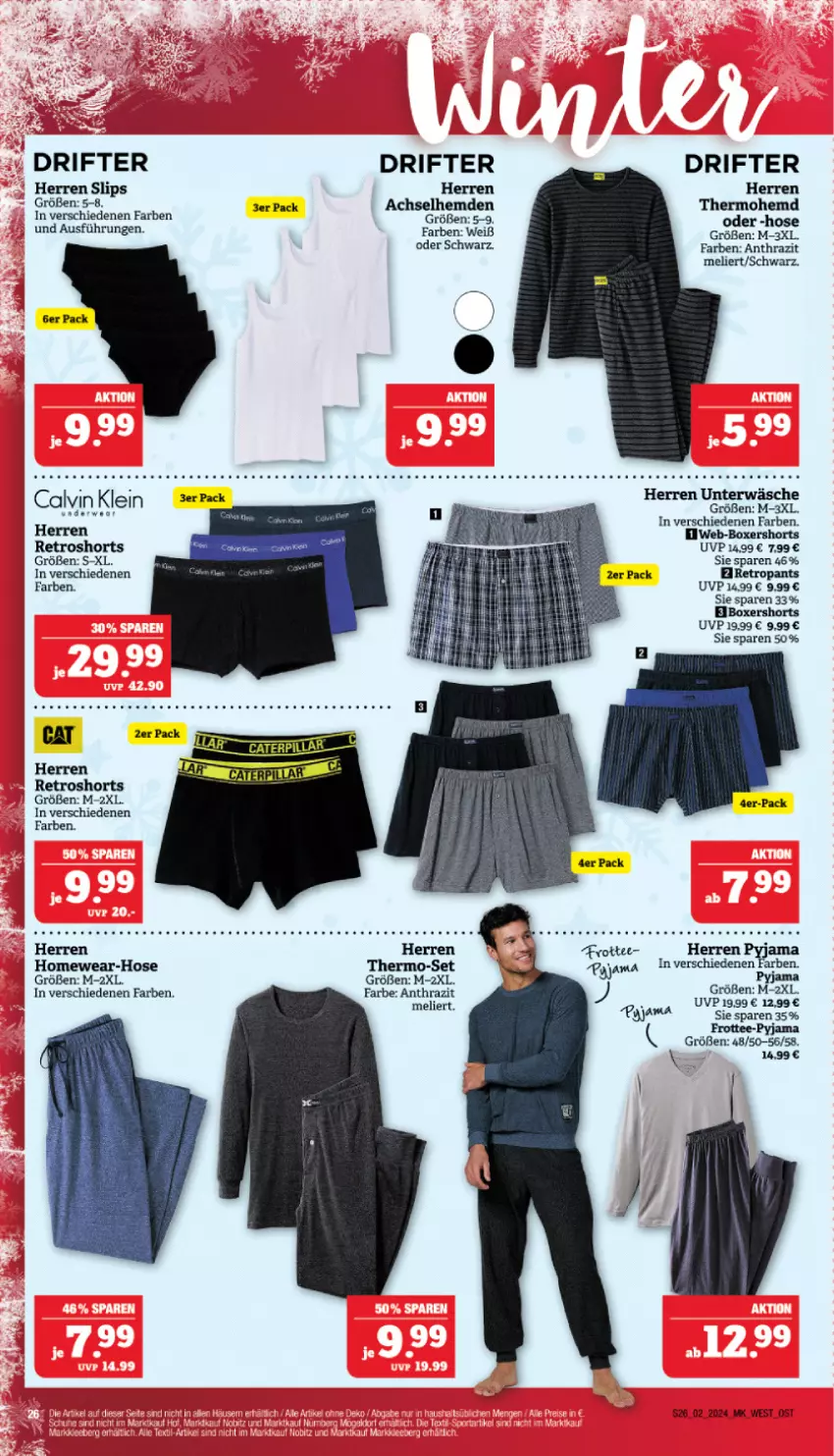 Aktueller Prospekt Marktkauf - Prospekt - von 07.01 bis 13.01.2024 - strona 26 - produkty: achselhemd, calvin klein, hemd, hemden, hose, Pants, Pyjama, Retropants, retroshorts, shorts, slip, slips, tee