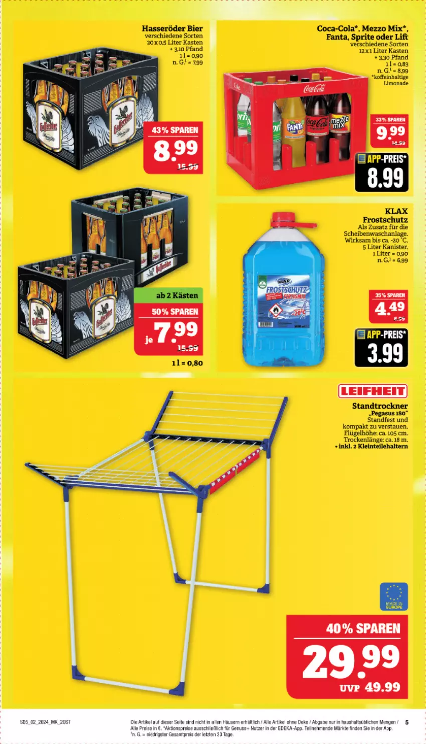 Aktueller Prospekt Marktkauf - Prospekt - von 07.01 bis 13.01.2024 - strona 5 - produkty: asus, bier, coca-cola, cola, fanta, hasseröder, limo, limonade, Mezzo Mix, sprite, Ti, Trockner