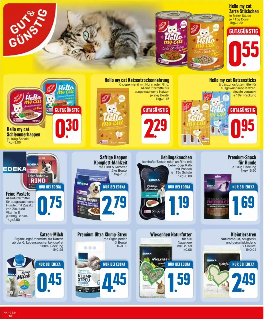 Aktueller Prospekt Edeka - Prospekte - von 04.03 bis 09.03.2024 - strona 24 - produkty: alleinfuttermittel, beutel, binden, deka, Heu, karotten, milch, natur, pastete, rind, saft, sauce, Schal, Schale, Signal, snack, Ti, Tiere, Trockennahrung, vita